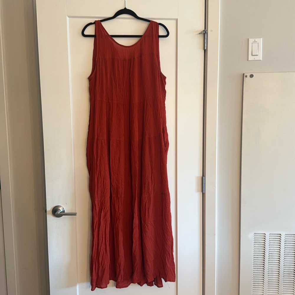 Terracotta colored maxi dress